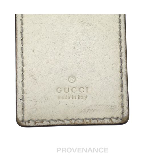 🔴 Gucci Embroidered Worldwide logo Keychain - White Leather - Picture 4 of 6